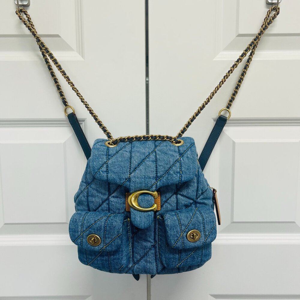 Coach Tabby Denim Quilted Backpack